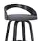 Armen Living Sonia 26" Counter Height Swivel Gray Faux Leather and Black Wood Bar Stool LCSOBAGRBL26 - alternate 3